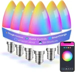6 E12 Smart Bulbs, Alexa Wifi Candelabra Pack, Multicolor. Fixed Price $47.99.