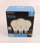 Merkury Innovations Dimmable White Smart Wi-fi Led A19 Light Bulb 3-PACK New. Fixed Price $18.00.
