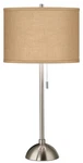Modern Table Lamp Brushed Nickel Burlap Drum Shade For Living Bedroom House. Fixed Price $124.99.