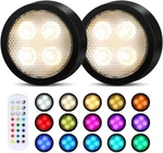 Puck Lights With Remote Timer, Under Cabinet Kitchen 2 Pack, Black. Fixed Price $18.41.