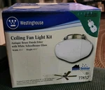 Westinghouse Ceiling Fan Light Kit #77832 Antique Brass Finish Schoolhouse Glass. Fixed Price $12.00.