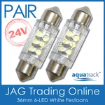 X 24V 36MM 6-LED White Festoon Light Globes -truck/caravan/rv/trailer/interior. Fixed Price $21.29.