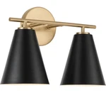 Austin Allen Charlie Vanity, 2-LIGHT 200 Total Watts, Matte Brass And Black. Fixed Price $126.47.