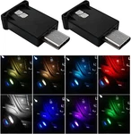 2PCS Usb-c Led Car Ambient Lights, 8-COLOR Rgb Night Lamp With Adjustable Bright. Fixed Price $14.69.