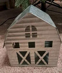 Galvanized Aluminum Metal Barn With Tea Light Table Top Xmas Decor. Fixed Price $20.00.