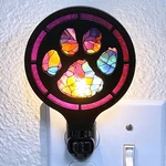 Handmade Stained Glass Style Paw Print Night Light Rainbow Mosaic Pet Decor. Fixed Price $8.75.