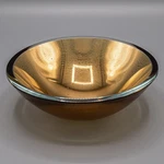 Stephen Schlanser Glass Gold Artifact Bowl 2008 7 3/8" Free Usa Ship -#1. Fixed Price $112.50.