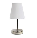 Simple Designs LT2013-WHT Sand Nickel Mini Basic Table Lamp With Fabric Shad. Fixed Price $17.99.
