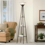 Mainstays 69" Etagere Shelf Floor Lamp Dark Charcoal Finish Home Room. Fixed Price $45.27.