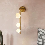 Contemporary 3-HEAD Vertical Wall Sconce Orb Opal Glass Shade Light Fixture. Fixed Price $129.00.