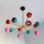 12 Holder Orbs Colorful Fixture Brass Finish Sputnik Chandelier Stilnovo Italian. Fixed Price $379.05.