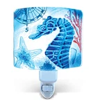 Puzzled Sea Horse Night Light, Glass Art Plug In Decorative Socket Lamp Blue. Fixed Price $37.99.