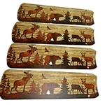 Vintage Ceiling Fan Blades Moose Bear Deer Cabin Woods Lake House Set Of 4. Fixed Price $28.00.