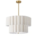 Dainolite Pacifica Light Tiered Pendant, Brass/flax/flax PCA-224P-AGB-FX. Fixed Price $430.00.