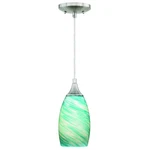 Vaxcel P0172 Milano Satin Nickel Mini Pendant Ceiling Light Blue Glass. Fixed Price $104.99.