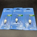3 Westinghouse 75W Light Bulbs E11 Base #04716 120V 1500 Hours New. Fixed Price $9.99.