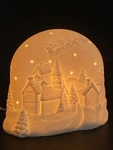Vintage Christmas Night Light Porcelain Bisque Fairy Lamp Santa Sleigh Village. Fixed Price $34.99.