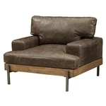 Acme Silchester Leather Accent Chair In Oak And Distress Chocolate. Fixed Price $2099.04.