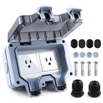 2 Gang Waterproof Outlet With Cover 15 Amp Outdoor Power Socket, Outside Plug Re. Fixed Price $28.60.