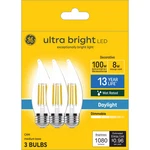 Ge 3PK 100W Decorative Ultra Bright Led Bulbs Clear Daylight. Fixed Price $15.50.