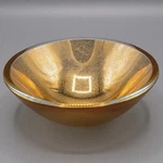 Stephen Schlanser Glass Gold Artifact Bowl 2008 7 3/8" Free Usa Ship -#3. Fixed Price $112.50.