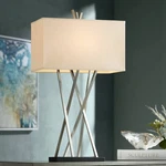 Modern Table Lamp Brushed Steel White Shade For Living Family Bedroom. Fixed Price $149.99.