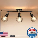 Hibay Track Lighting 3-LIGHT Ceiling Fixture Black Farmhouse Plug-in. Fixed Price $81.99.