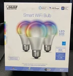 C4 Feit Electric OM60/RGBW/CA/AG/3 Watt Equivalent Wifi Color Changing. Fixed Price $24.00.