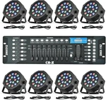 Led Stage Lights 8PCS 18X3W Rgb Par Can W/ Dmx Controller Sound Activated. Fixed Price $119.90.