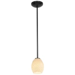 Access Brandy Firebird 1LT Glass Rod Pendant, Bronze/white 28023-1R-ORB-WHTFB. Fixed Price $99.20.