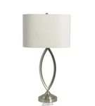 Decor Therapy 27.5 In. Brushed Silver Steel Table Lamp With White Linen Shade. Fixed Price $76.49.