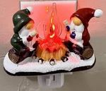 Roman Winter Christmas Gnomes By Flickering Campfire Nightlight Wall Plug-in. Fixed Price $17.46.