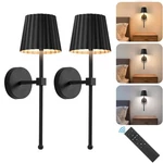 Battery Operated Wall Sconces With Remote,set Of 2 Rechargeable Light Black. Fixed Price $32.98.