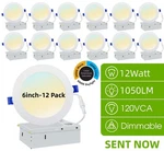 Recessed Led Ceiling Lighting, 6 Inch, Disk Downlight, 12W, 1050 Lumens, Us Ship. Fixed Price $56.00.
