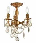 French Color Semi Flush Mount Golden Teak Crystal Chandelier Light Fixture. Fixed Price $717.56.