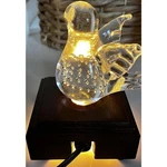 Vintage Crystal Bird By Andre Richard On Wooden Light Up Stand Night. Fixed Price $21.12.