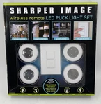 Sharper Image Wireless Remote Led 4 Light Puck Set New In Package Nip. Fixed Price $26.49.