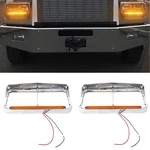 Pair Headlight Bezel Trim Chrome With 12" Amber Led Strip Replacement F.... Fixed Price $66.85.