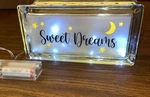 Night Light Decorative Glass Rectangle With Sweet Dreams Front Panel.. Fixed Price $10.00.