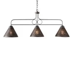 Large Franklin Island Light With Kettle Black Punched Tin Shades. Fixed Price $374.45.