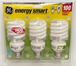 Ge Energy Smart 100W Equivalent Cfl 3 Pack Light Bulbs 26W 1750 Lumens 8000 Hour. Fixed Price $14.00.