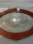 Sterling Silver Wood And Glass Table Platter For Decanters, Condiments, Drinks. Fixed Price $349.99.