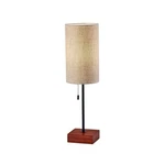 Black Table With Walnut Base And Beige Fabric Lampshade Modern Accent .... Fixed Price $96.91.