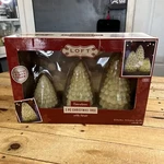 Loft Living Three-piece Flameless Candle Glittery Christmas Tree Set With Timer. Fixed Price $15.00.
