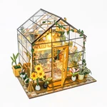 Diy Sunshine Flower House Kit With Led Light, Miniature 3D Wooden Puzzle. Fixed Price $34.99.