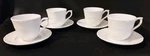 Set 4,JOHNSON Brothers Richmond White Coffee Cups & Saucers Embossed Trellis. Fixed Price $39.99.