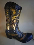 Rustic Western Cowboy Boot Accent Lamp Night Light Hand-painted Resin Works!. Fixed Price $44.99.