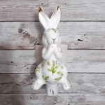 Porcelain Bunny Green Floral Lily Flowers Gold Accents. Fixed Price $23.99.
