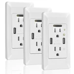 3PK 4.2A Dual Usb Wall Outlet Charger With Led Night Light Electrical Receptacle. Fixed Price $63.18.