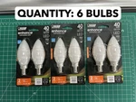 6- Bulb Pack Lot Feit Enhance B10 E12 Candelabra Filament Led Soft White 40 Watt. Fixed Price $27.26.